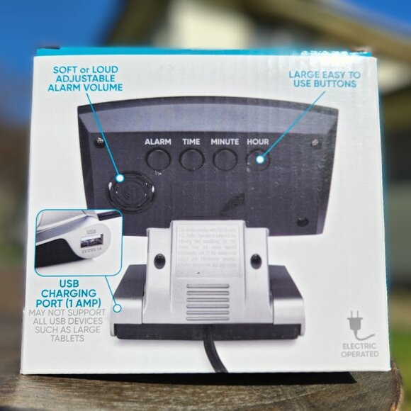 2X Digital Desk Table Alarm Clock BUNDLE USB Charging Port Black Silver - Picture 4 of 12